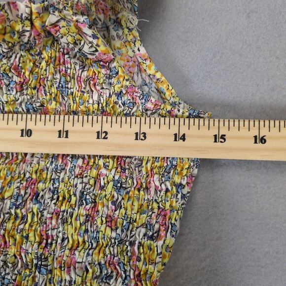 Umgee Liberty Floral Peplum Peasant Crop Tank Top Women's L Ruffle Strap Smocked - Picture 3 of 10